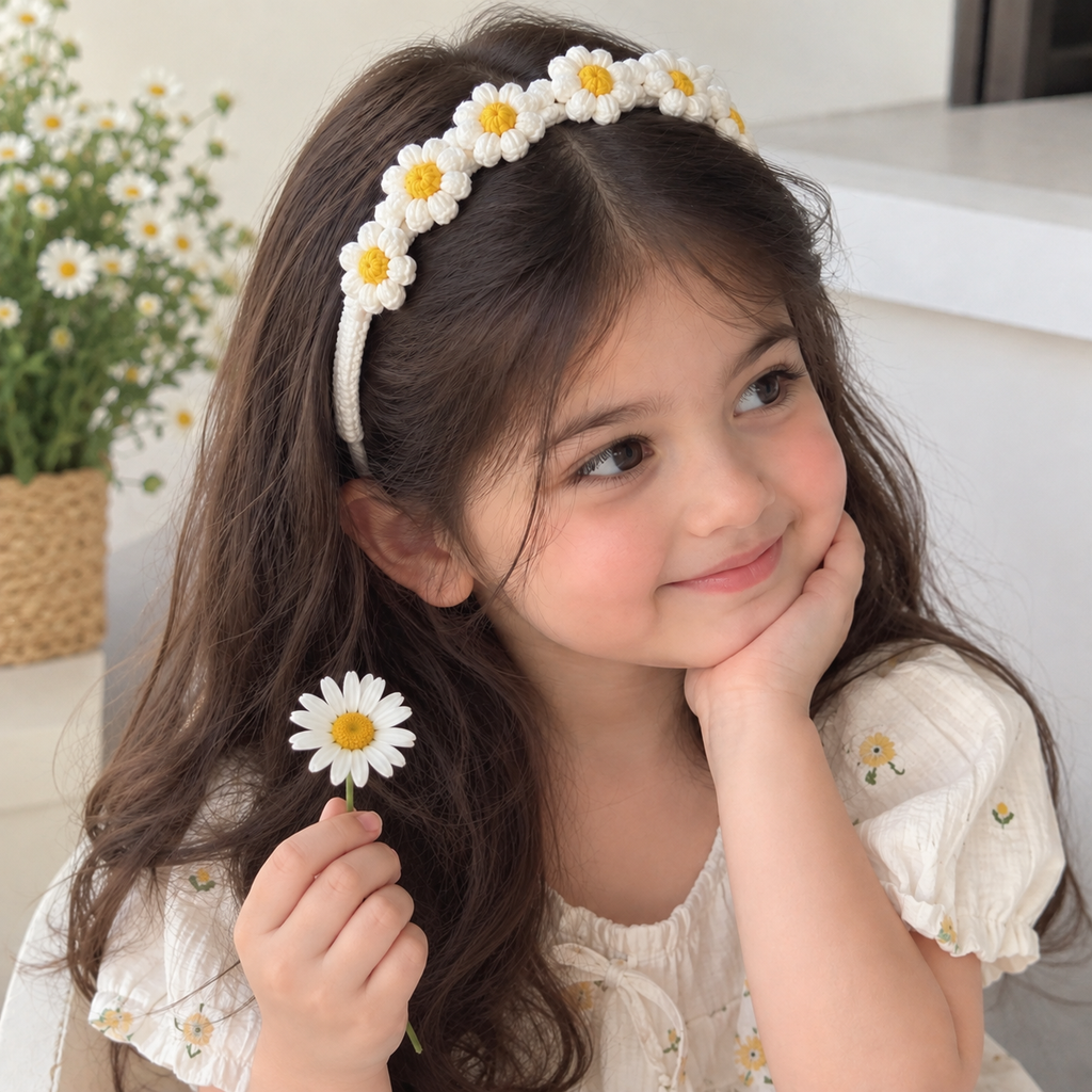 Sunshine Daisy Crochet Hair Band