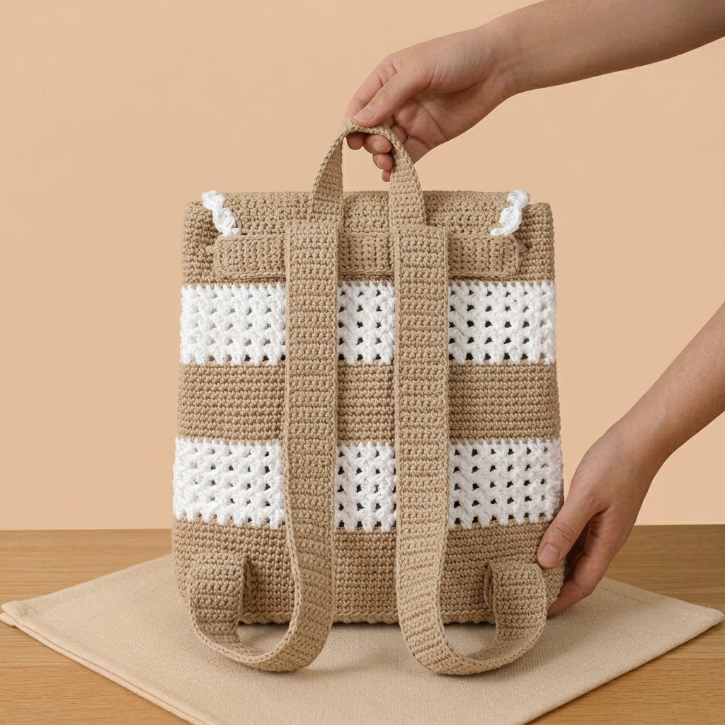 Ivory Bloom Crochet Backpack