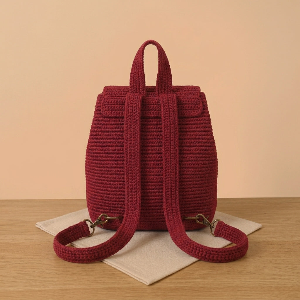 Maroon Grace Crochet Backpack