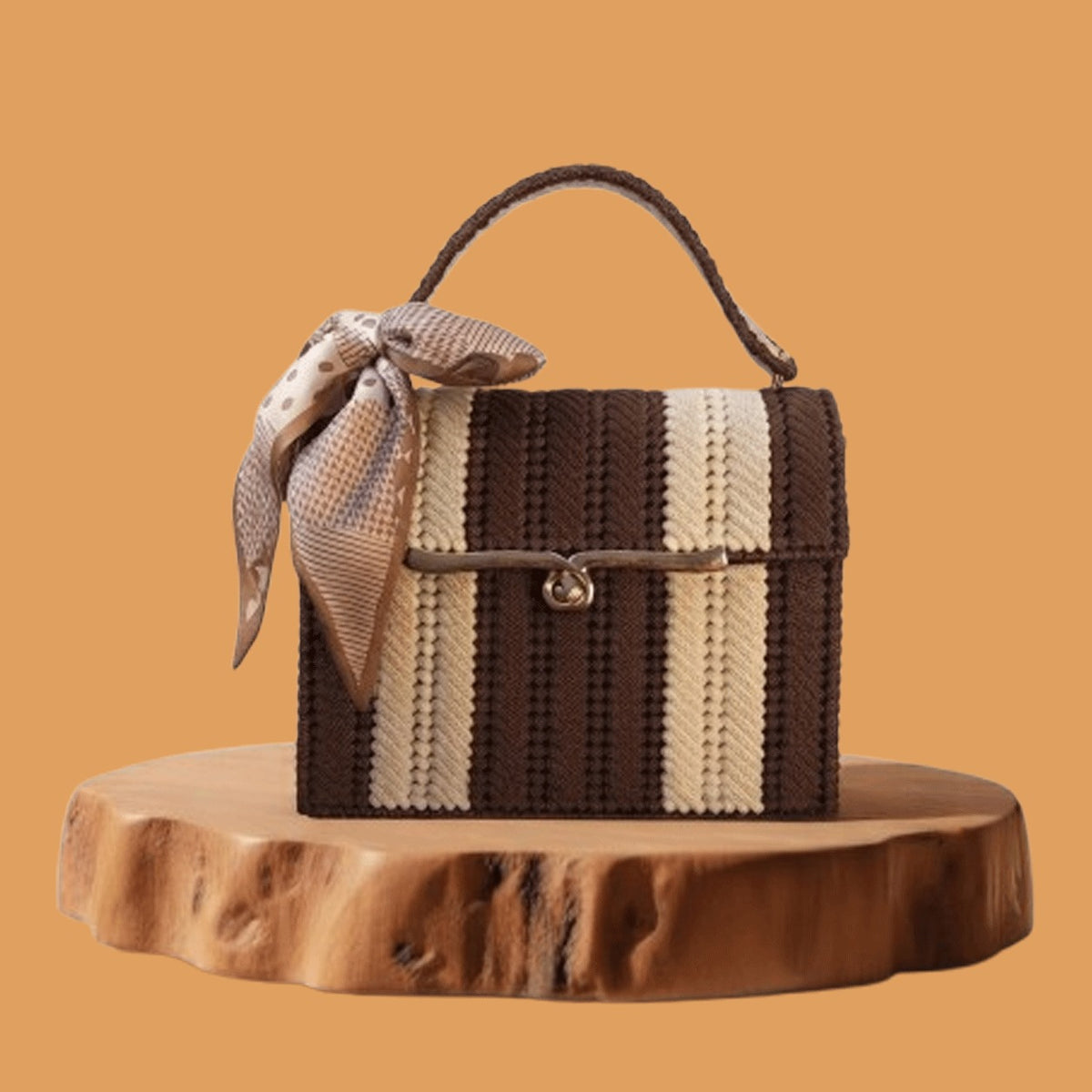 Mocha Charm Crochet Handbag