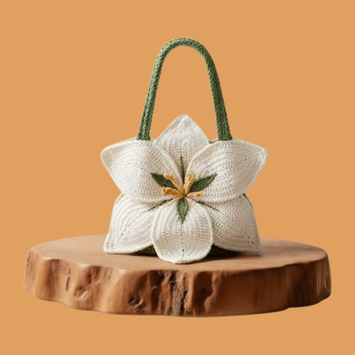 Ivory Petal Crochet Handbag